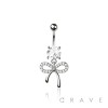 316L SURGICAL STEEL MULTI CZ RIBBON DANGLE BELLY BUTTON NAVEL RING 